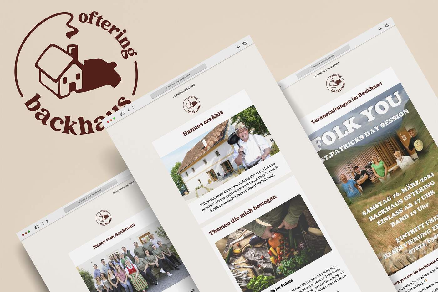 Logo, Website und Plakate für das Backhaus Oftering