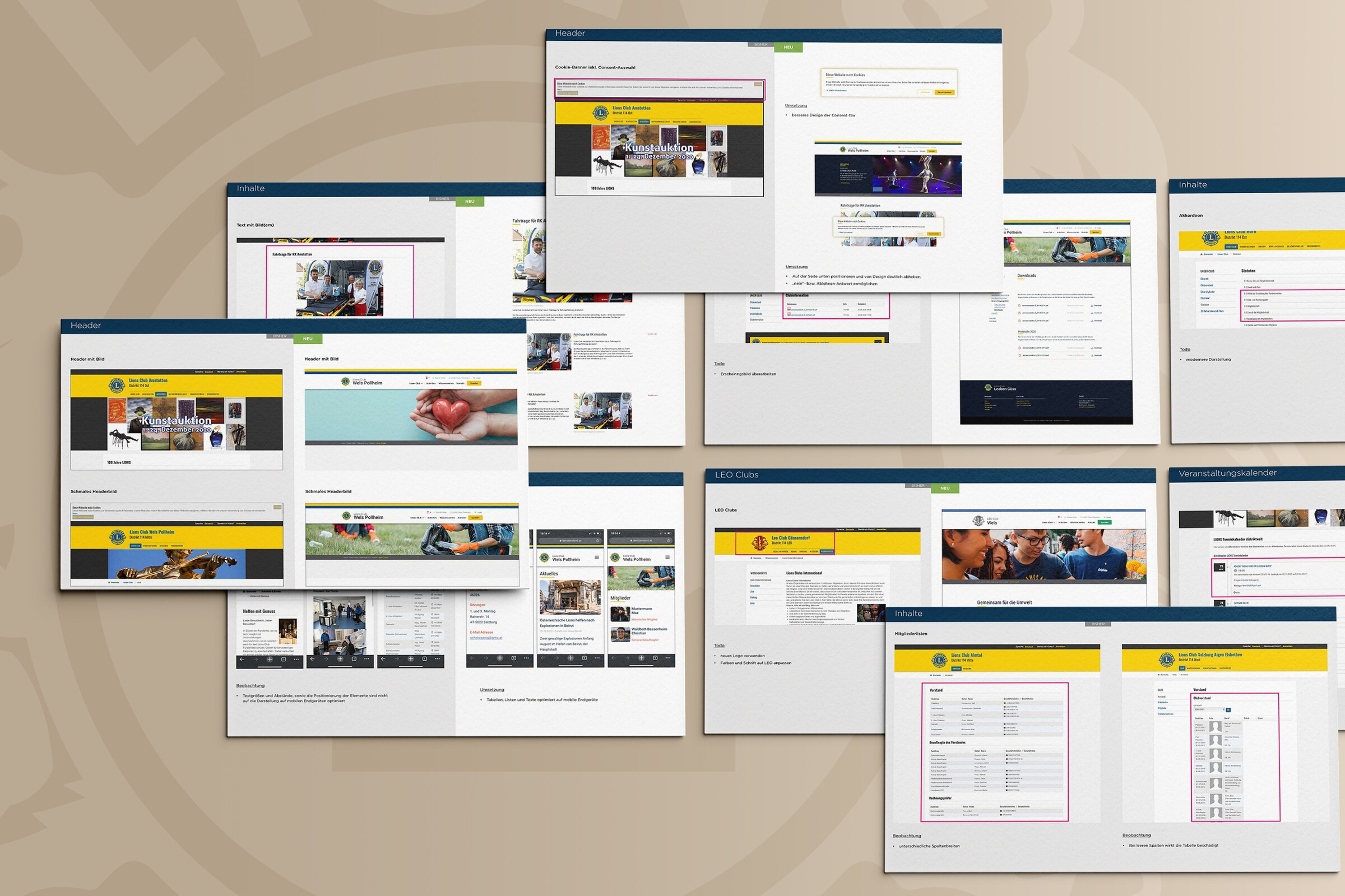 Lions Clubwebsite – Desktop und Mobile Übersicht